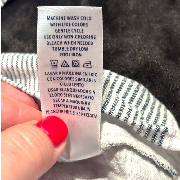 Splendid women's linen blend striped white purple v-neck blouse shirt sz L - Picture 10 of 10